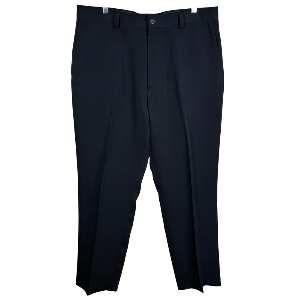 Kenneth Cole Reaction Mens Black Dress Pants Flat‎ Front Trousers 38x32